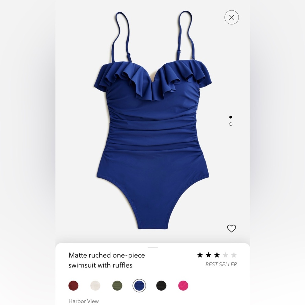J Crew blue navy one piece strapless ruffle swimsuit NWT size 6